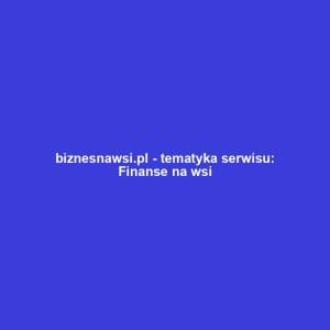 biznesnawsi.pl - tematyka serwisu: Finanse na wsi