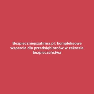 Bezpieczniejszafirma.pl: kompleksowe wsparcie dla przedsiębiorców w zakresie bezpieczeństwa